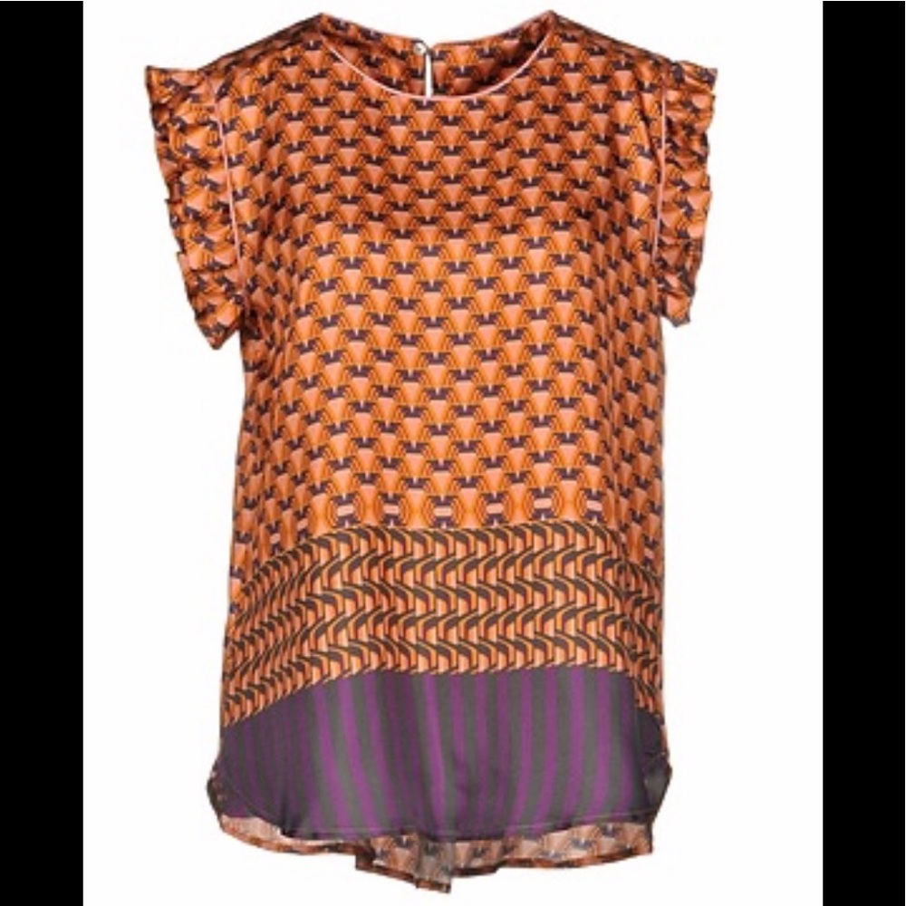 Ruffle cap sleeve blouse BNWT 100% silk sz.4